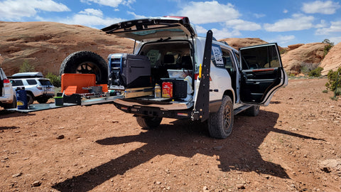 Fridge slide kitchen in a Land Cruiser 