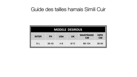 Guide des tailles - Harnais Desirous