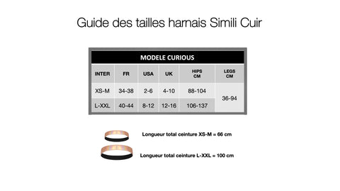 Size guide - Simili leather harness