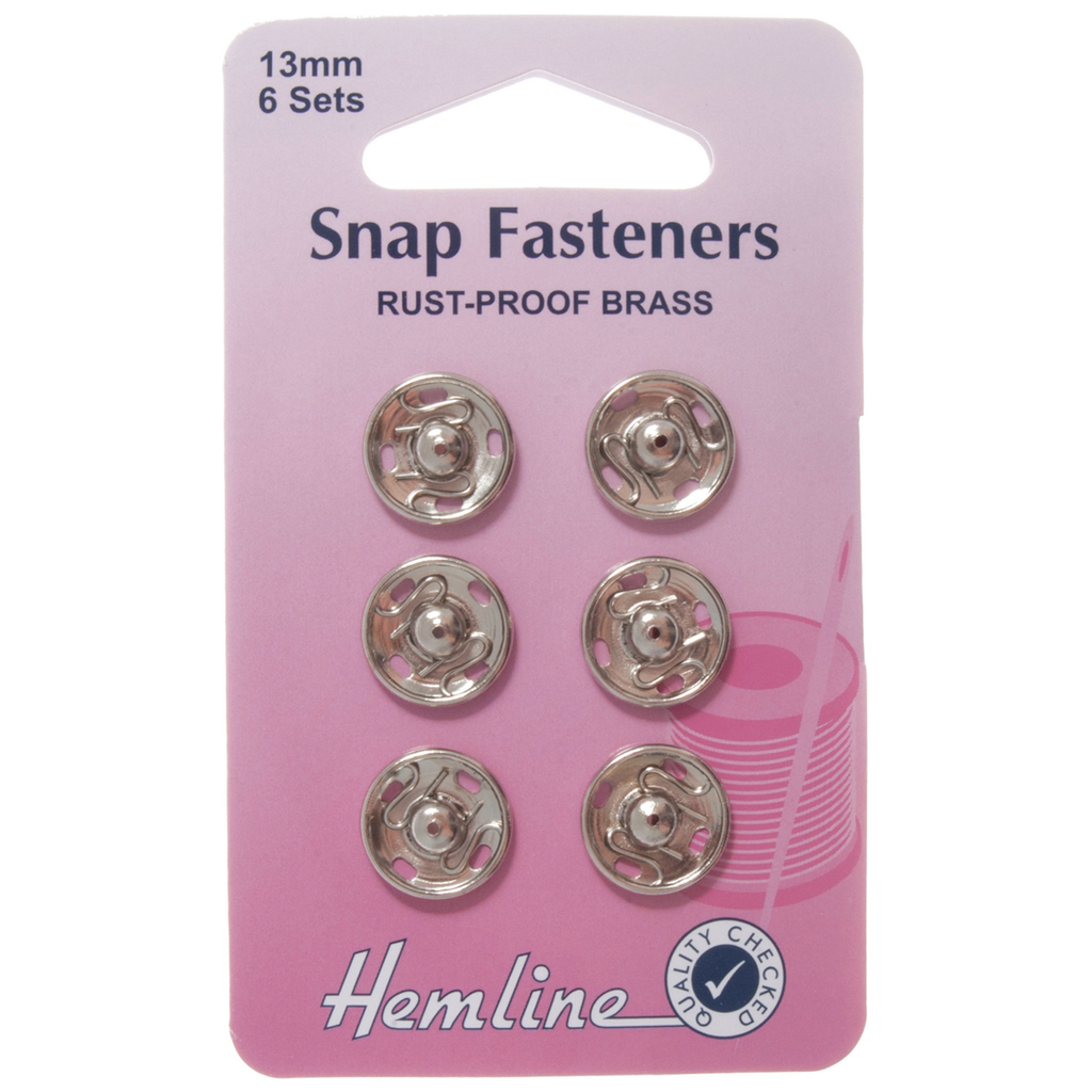 Hemline 13mm No-Tool Plastic Snap Fasteners - Black