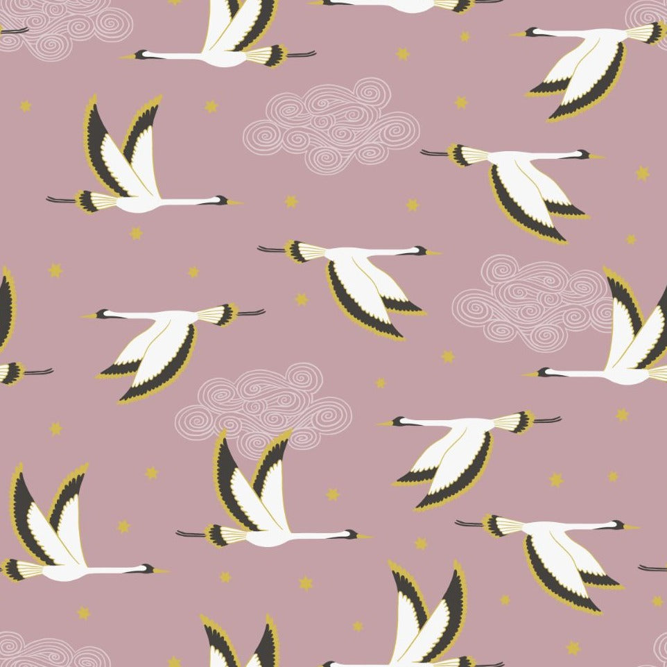 Lewis & Irene Jardin de Lis - Flying Heron Rose Pink (metallic) - 100% ...