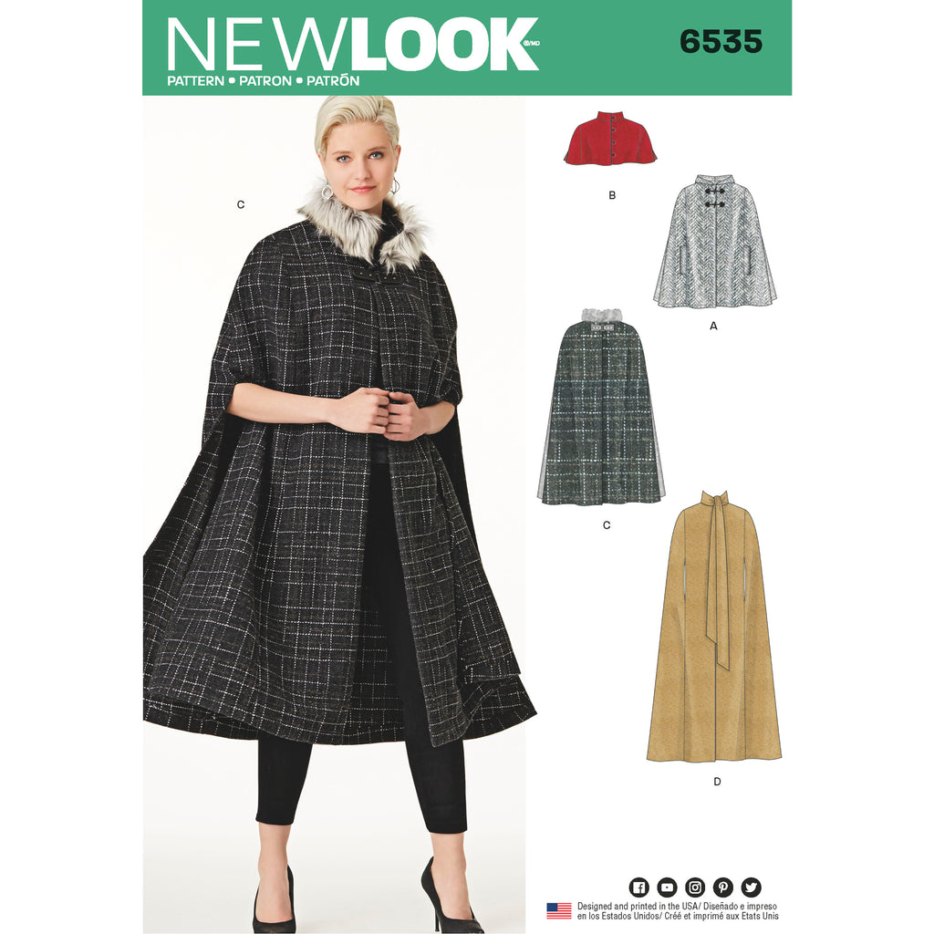 New Look Sewing Pattern 6535 - Women's Capes in Four Lengths – My ...