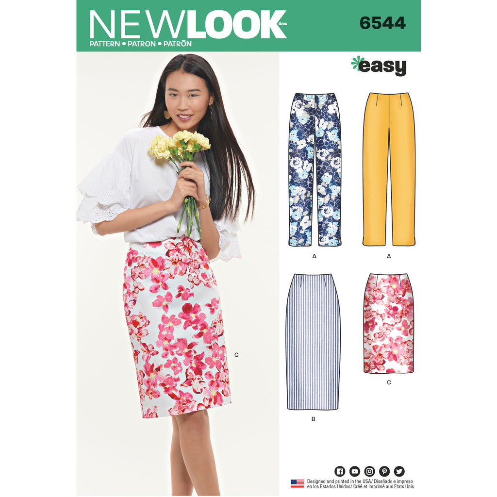 N6456, New Look Sewing Pattern Misses' Easy Wrap Skirts in Four Lengths