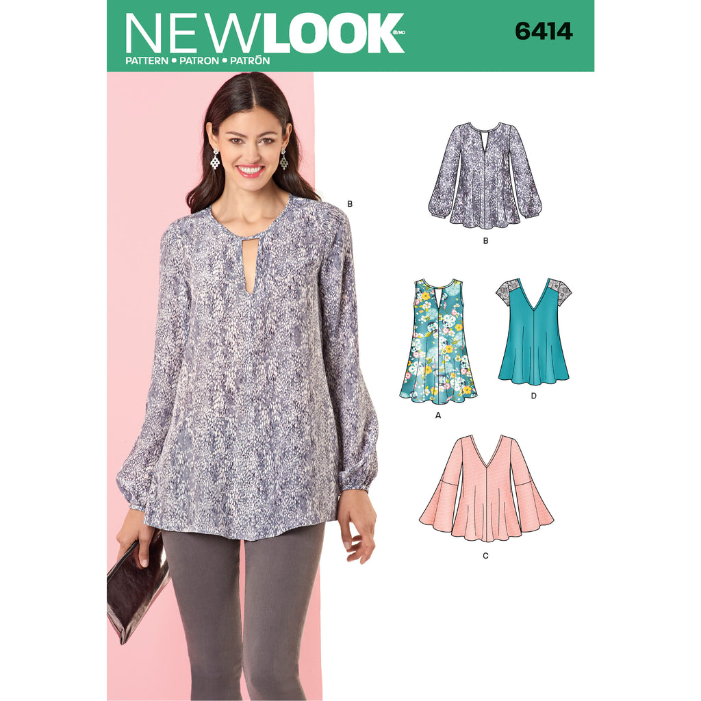 New Look Sewing Pattern 6414 - Misses' Tunic and Top with Neckline Var ...