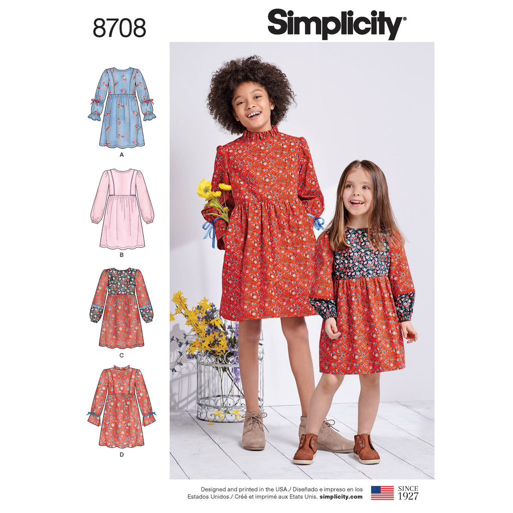 Simplicity 8065 - Girls' and Girls' Plus Dress or Popover Dress