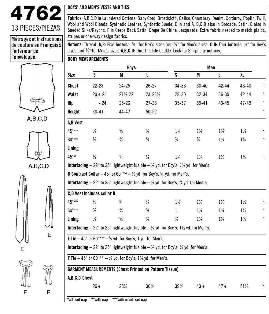 Simplicity 4762 - Boys and Men Vests and Ties | Sewing Patterns – My ...