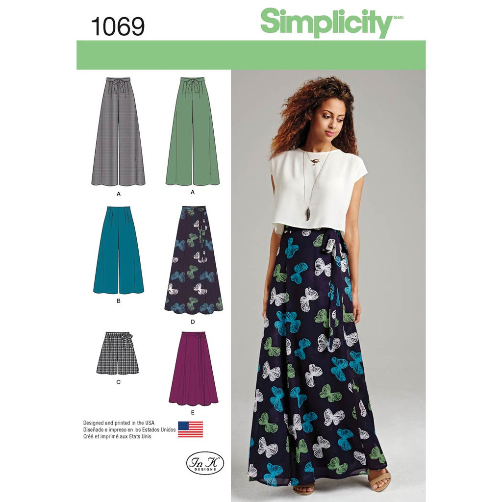 Simplicity Sewing Pattern 1069 - Women's Wide Leg Trousers or Shorts & Skirts in 2 Lengths