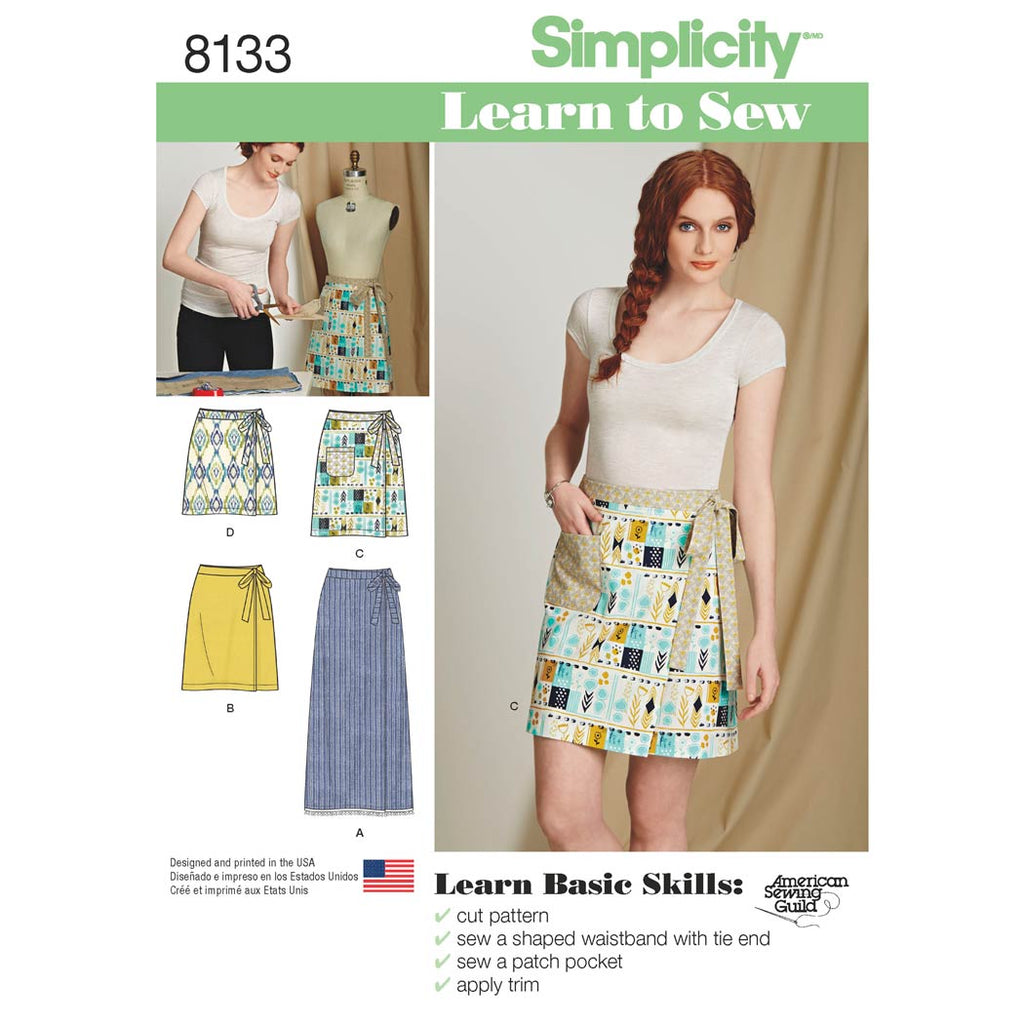 Simplicity Sewing Pattern 8133 - Women's Learn to Sew Wrap Skirts