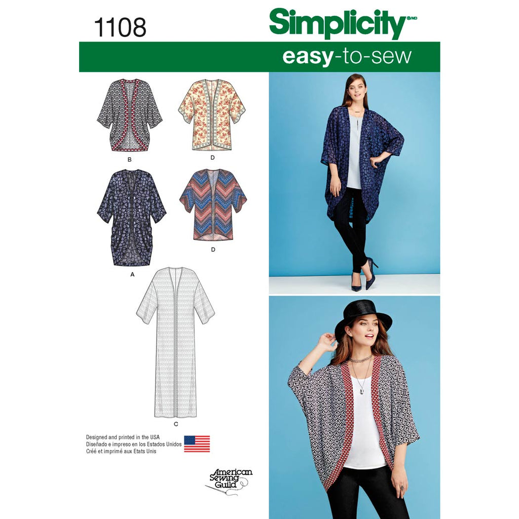 Simplicity Sewing Pattern 1108 - Women's Kimono's in Different Styles