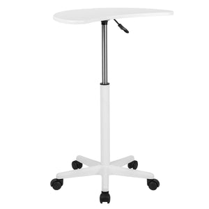 White Sit to Stand Adjustable Mobile Laptop Computer Desk