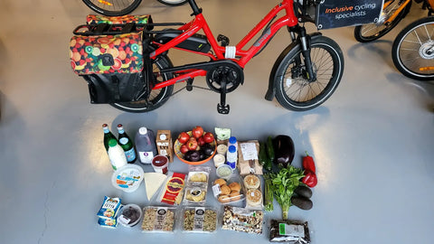 Grocery haul in front of ebike