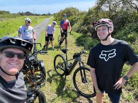 Family out for a bike ride