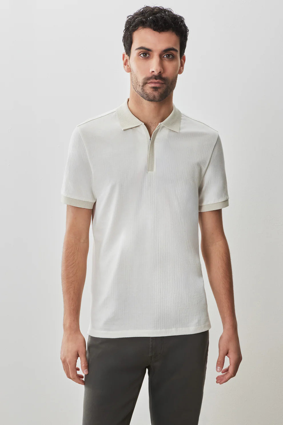 South Shore Open Collar Sweater Polo - Light Grey