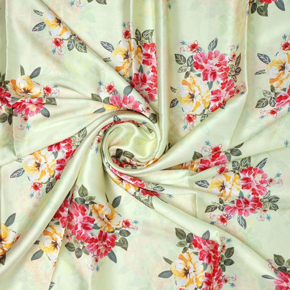 Classy Yellow Floral Digital Printed Japan Satin Fabric – FAB VOGUE Studio®