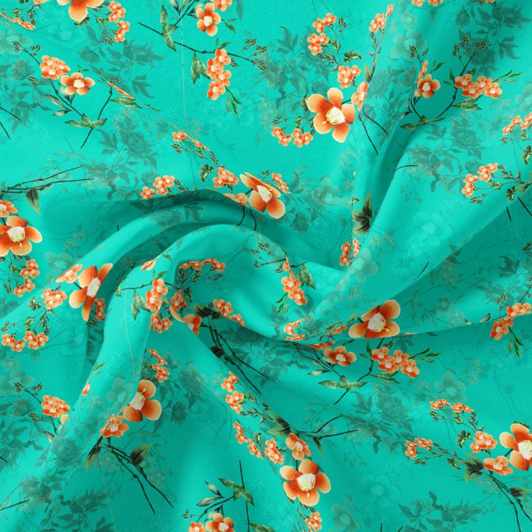 Sea blue Silk chiffon fabric vibrant rich red semi opaque 140cm wide