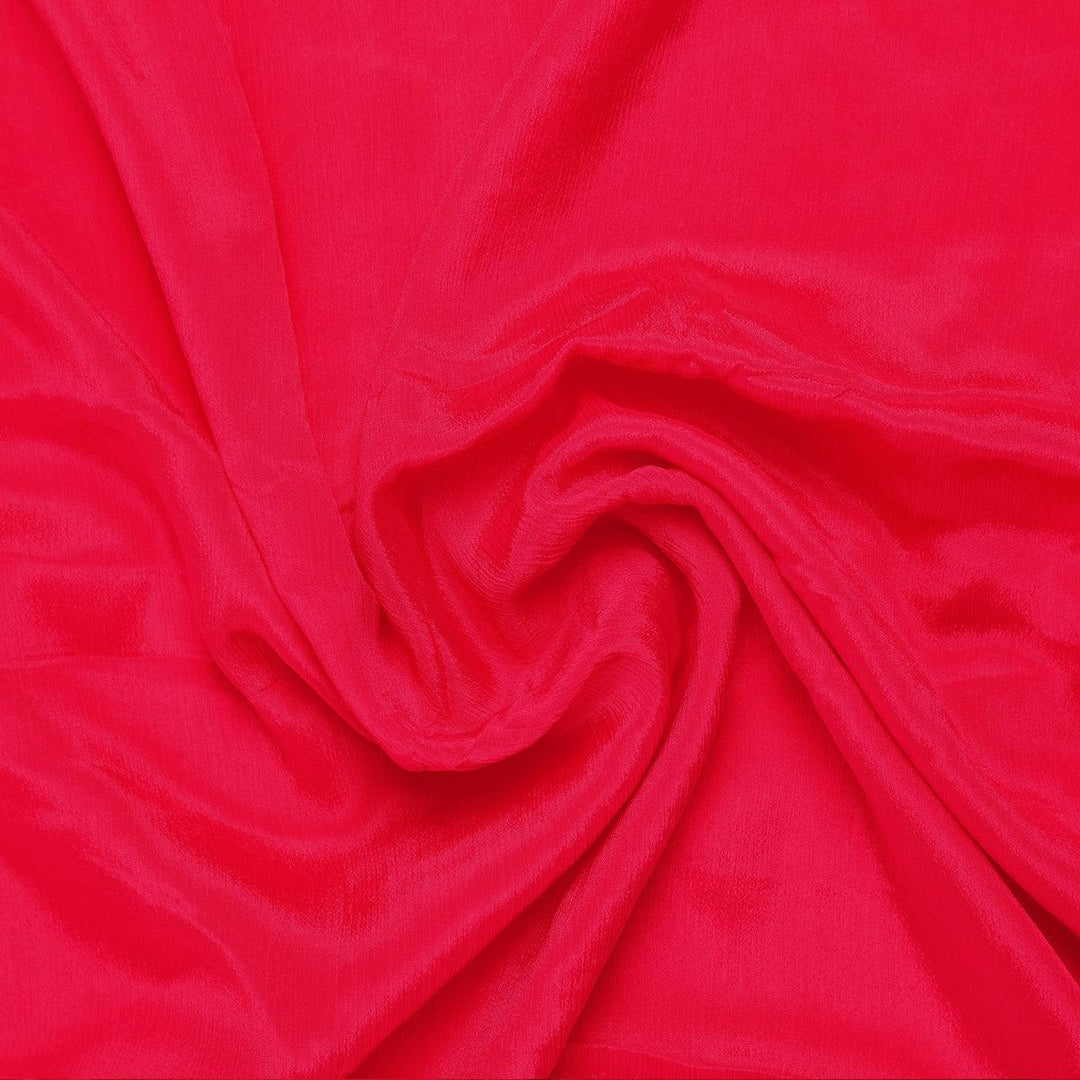 Buy Red Colour Pure Chinon Unstitched Plain Dyed Fabric – FAB