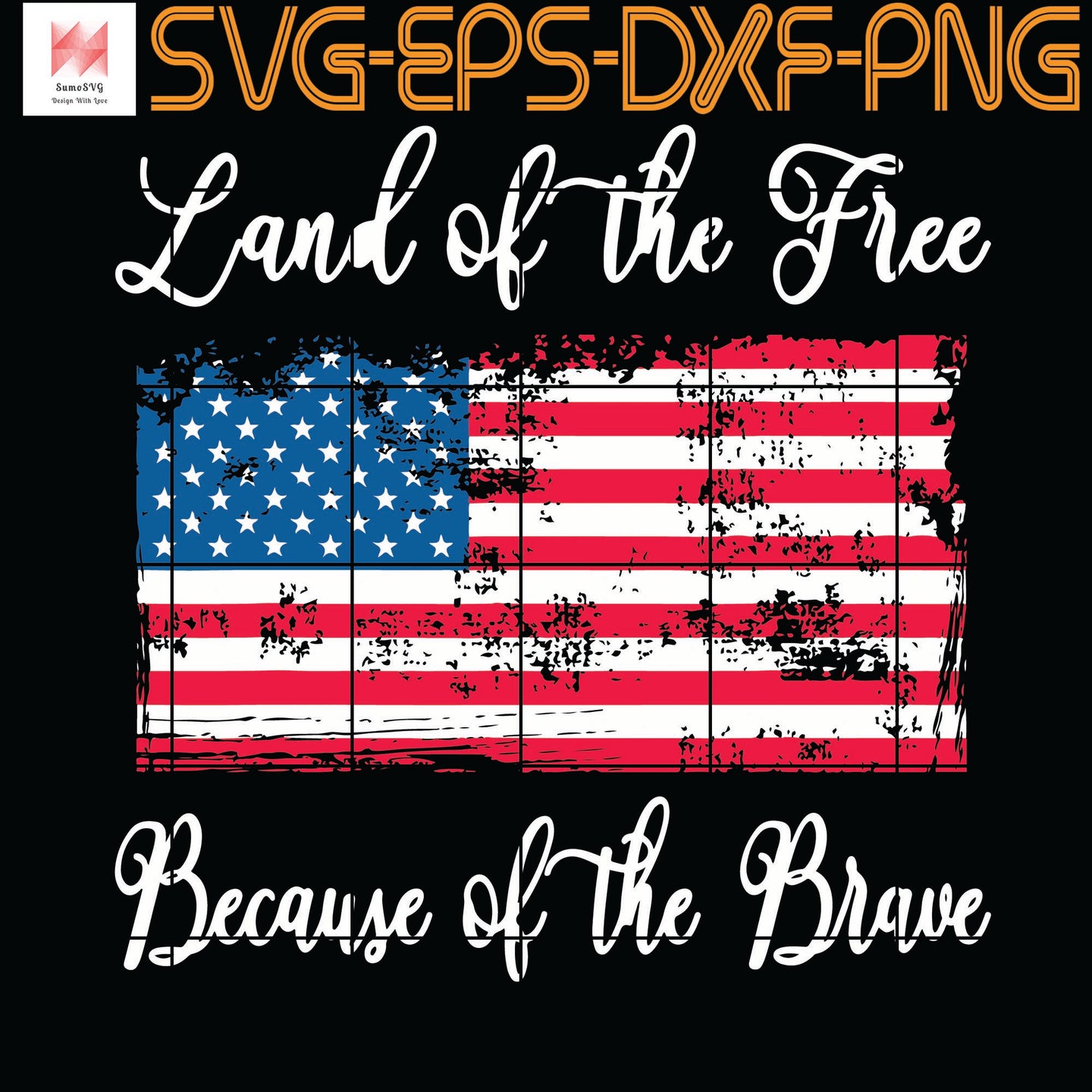 Download Land Of The Free Because Of The Brave Vintage American Flag Quotes S Sumosvg