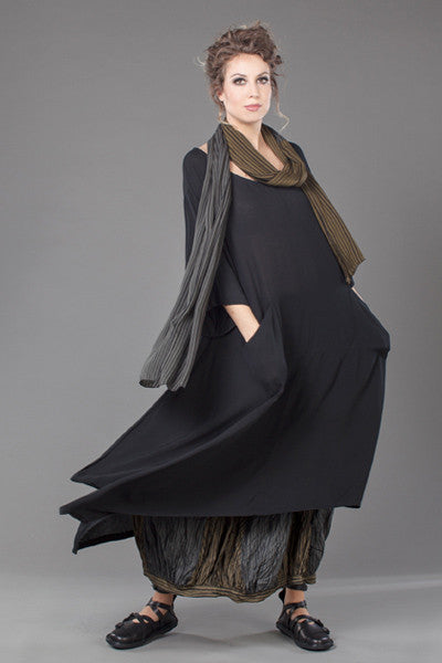 Jade Dress in Black Crinkle | KALIYANA.COM