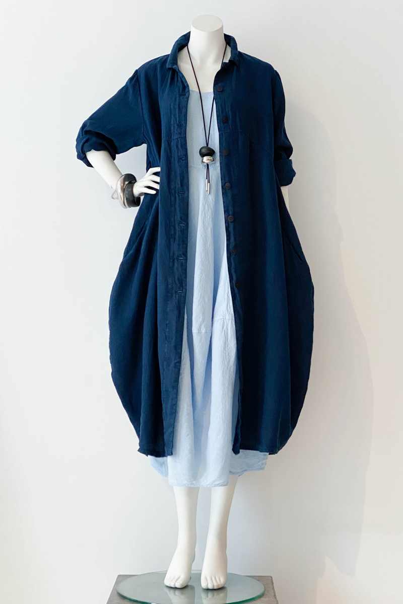 GRIZAS Palloncino Dress in Sky Linen | KALIYANA.COM