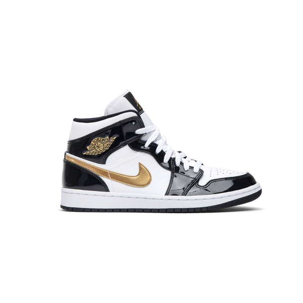 air jordan 1 mid black white gold