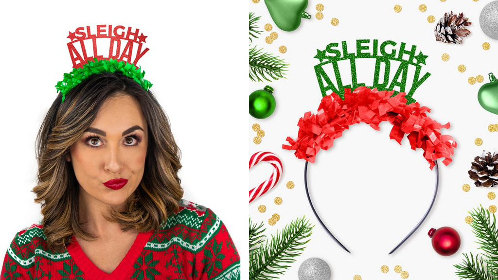 Sleigh all day christmas party headband from festivegal