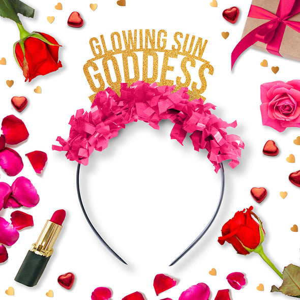 Glowing Sun Goddess Galentines Party Crown