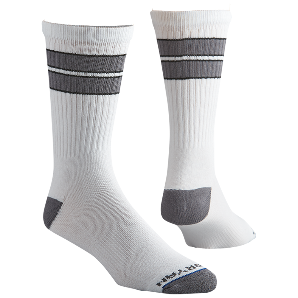 OG Crew Mid Calf Striped Crew Sock White Paul Bryan USA