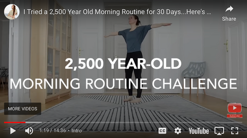 preview of YouTube featuring a 40 year old woman doing the Tibetan Rites for 30 days