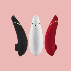Image of three womanizer clitoral vibrator in three different colour