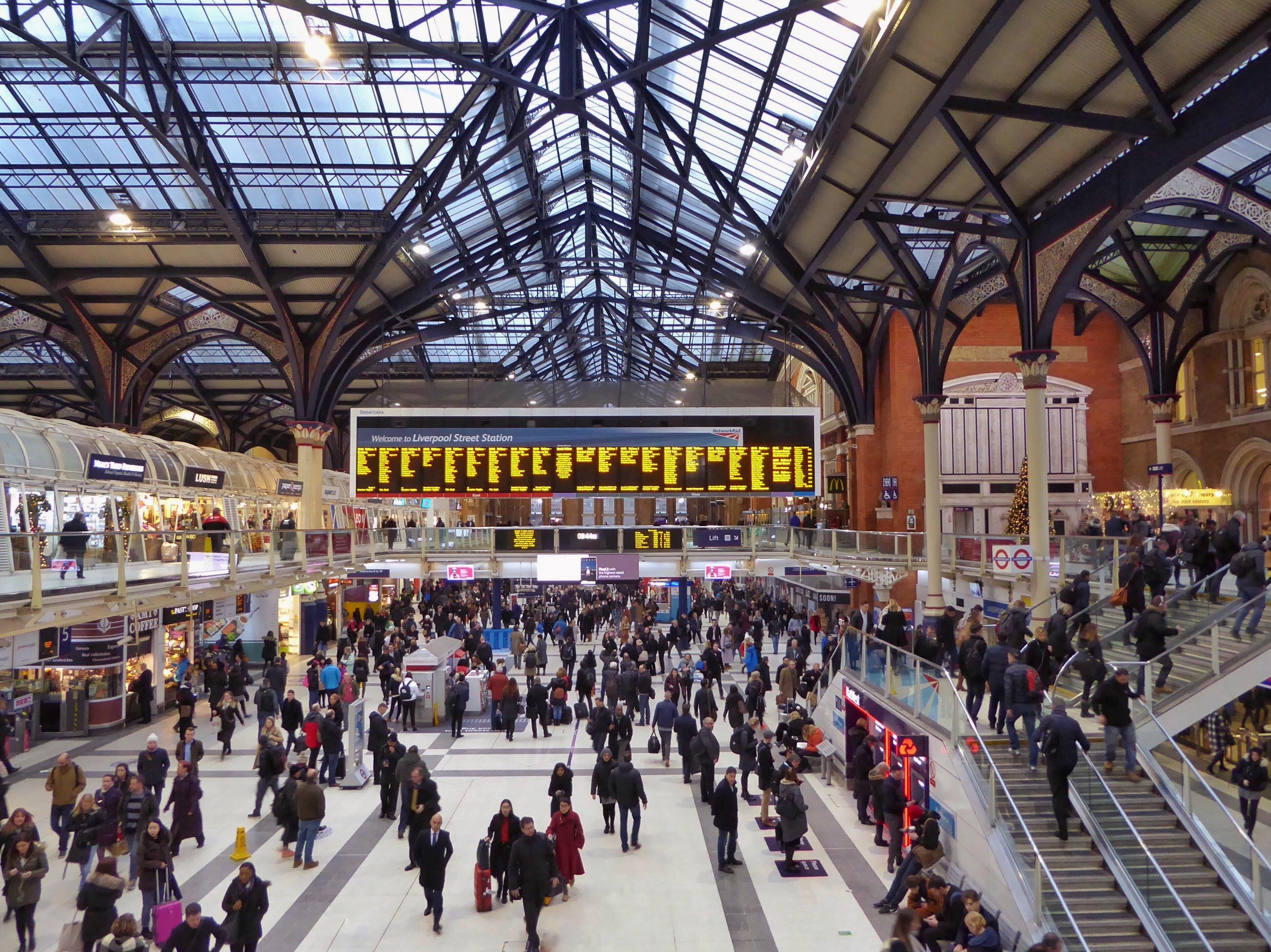 crowded station full of people commuting to work