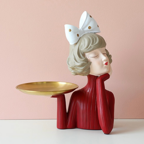 Modern Girl Figurine with Storage Plate