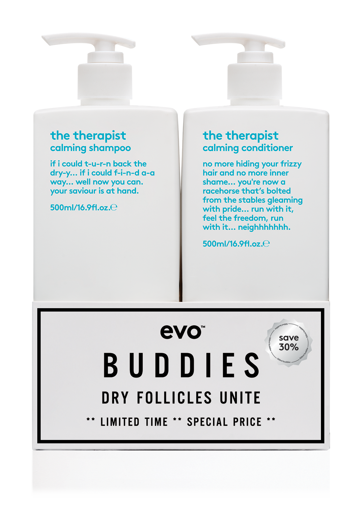 Billede af Evo - The Therapist Buddies Shampoo & Conditioner 2x 500ml - Hos Frisøren & Baronen