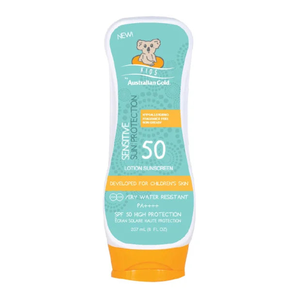 Se Australian Gold - Solcreme Lotion, Faktor 50 Kids 237ml - Solcreme - Hos Frisøren & Baronen hos Frisøren og Baronen