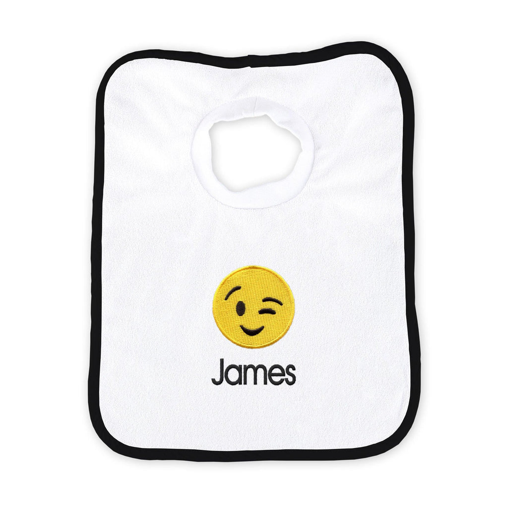 Personalized Smiling Face Smiling Eyes Emoji Bib – Designs by Chad