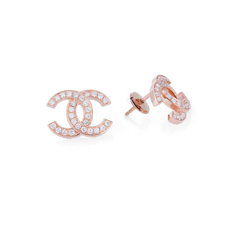 Chanel 'Double C' Rose Gold and Diamond Earrings – CIRCA