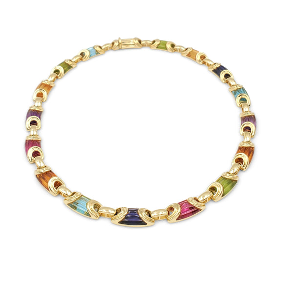 Bulgari Yellow Gold Carved Multi-Gemstone Link Necklace – CIRCA