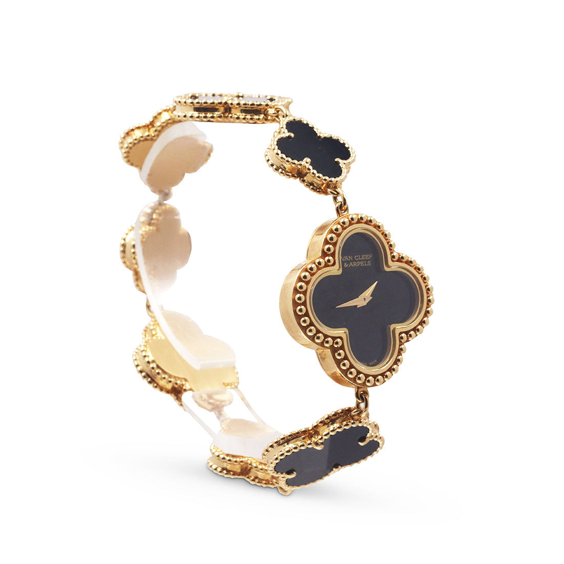 Van Cleef & Arpels Yellow Gold and Onyx Alhambra Watch, Small Model – CIRCA