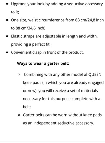 Garter size information