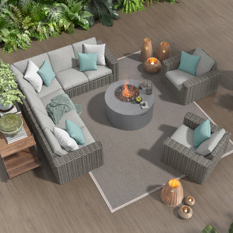 Ebel Mia Sectional Fog Bellino Fire pit