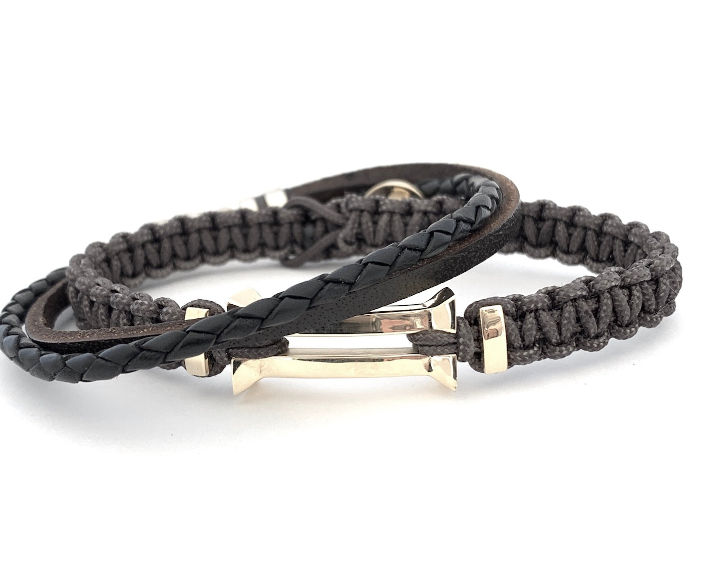 KENZO GOLD BRACELET WITH BRANDYN LEATHER BRACELET