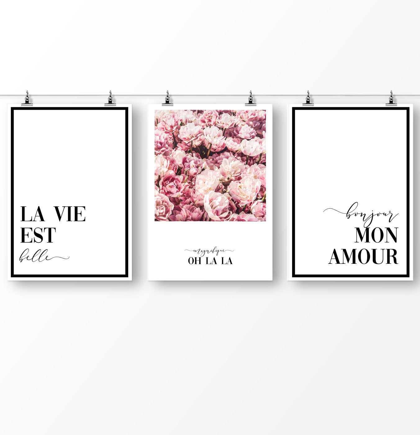 Pink Floral Wall Art For Girl Room Decor Oh La La Print Seven Paper Prints