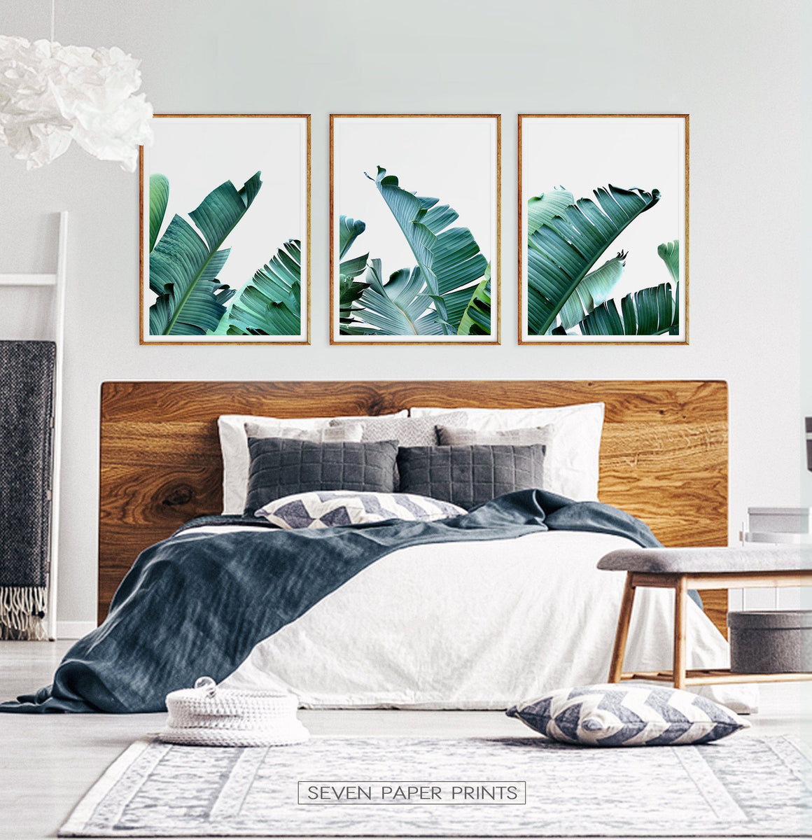 Set of 3 Banana Leaf Prints with White Background | USA Made – Seven ...