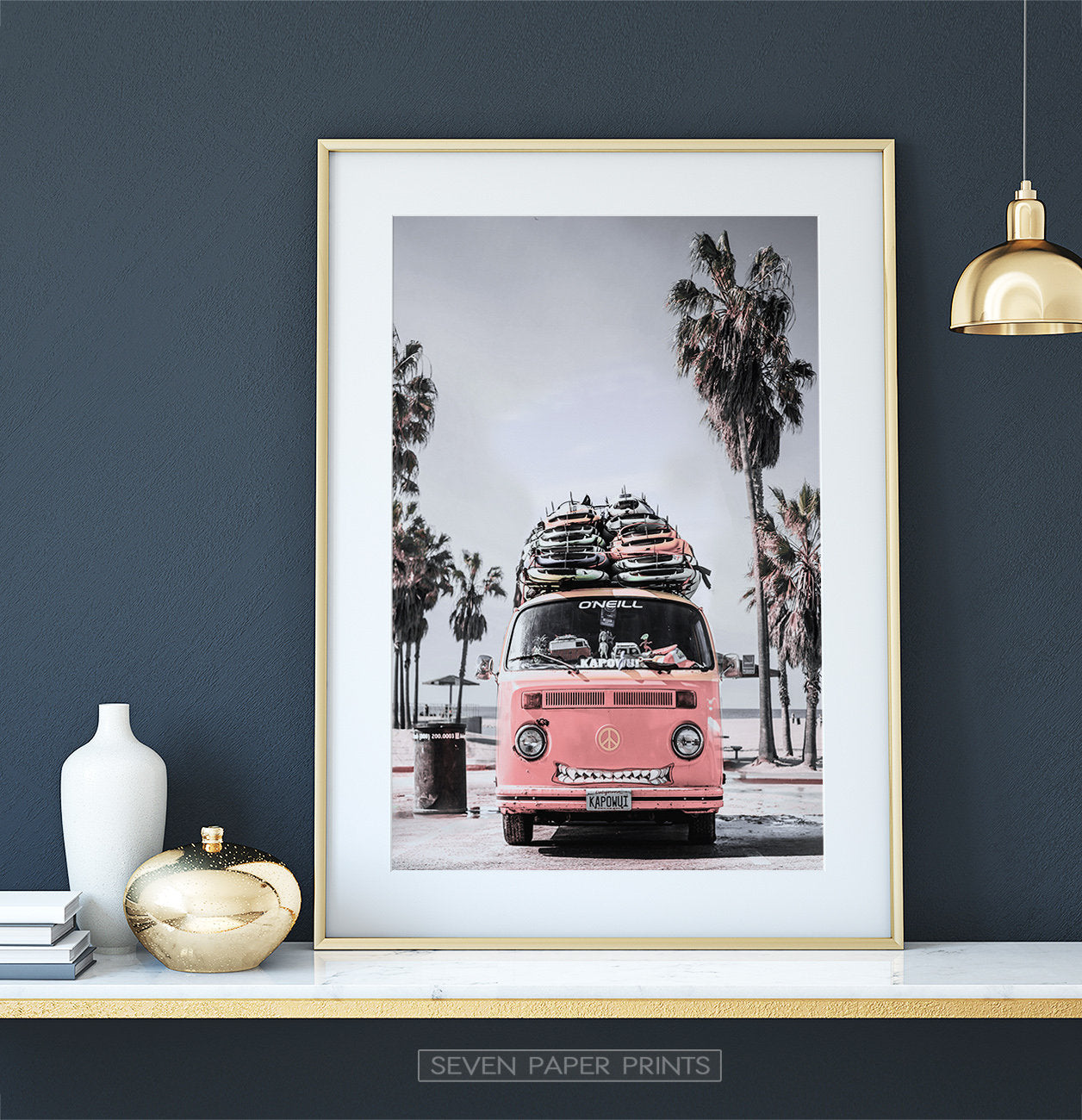 VW Bus Art Print with Retro Surfboards – Seven Paper Prints