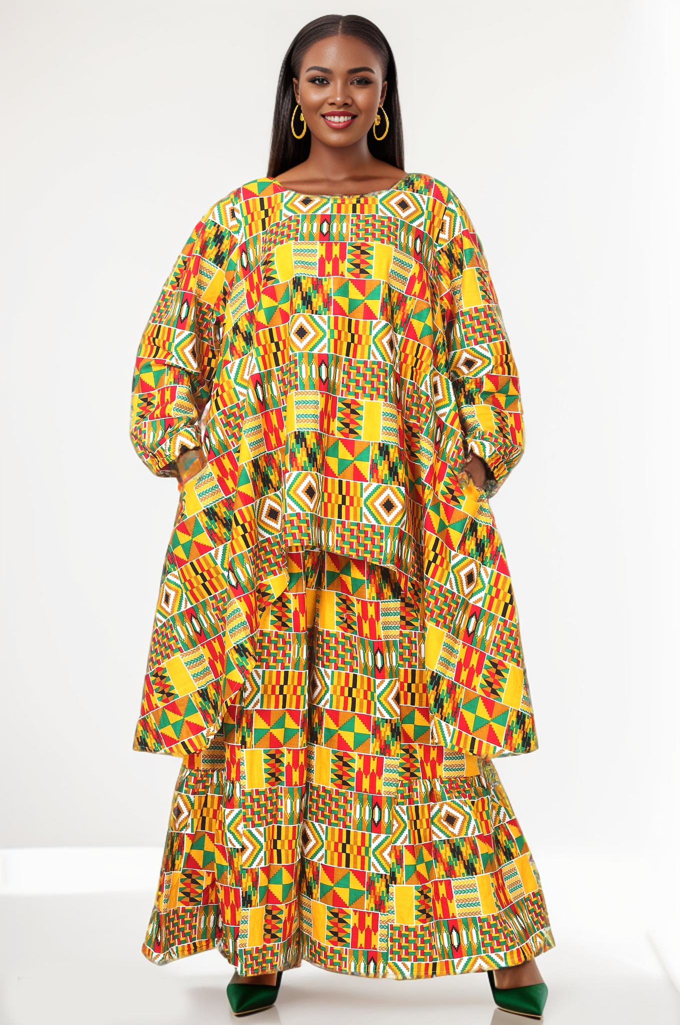 7772LS Authentic African Print 2pc Pant Set (Long Sleeves) - $30.00 Each (3 pcs per pack)