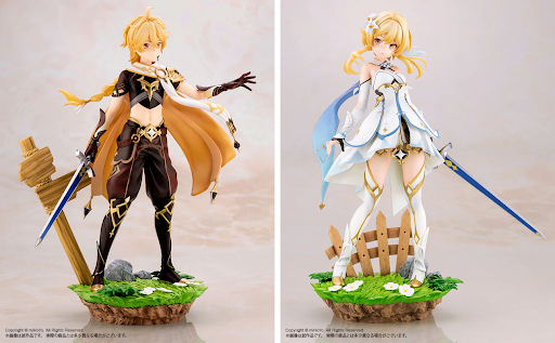 Genshin Impact Traveler Aether and Lumine scale figures