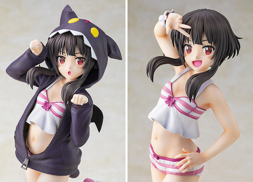 Megumin scale closeup with and without Chomusuke hoodie