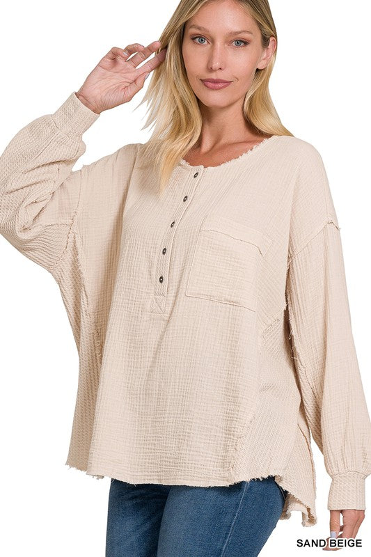 FawnFit Ditsy Floral Henley Long Sleeve Top – My Pampered Life Seattle