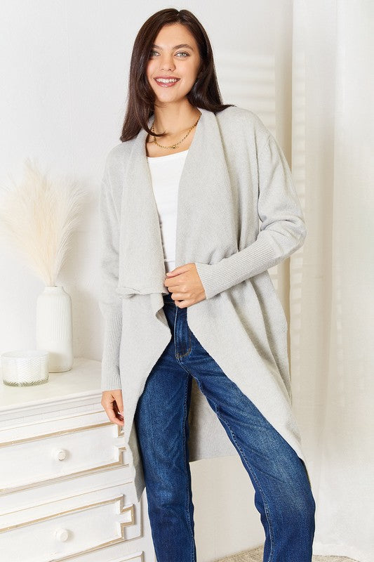 Mono B Curvy Longline Hooded Cardigan with Pockets