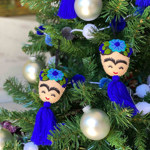 Blue Frida Tassels for Christmas Tree