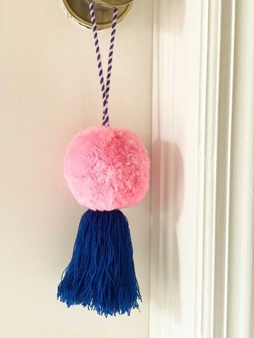 Handmade Pink Pom Tassel for Door Kob